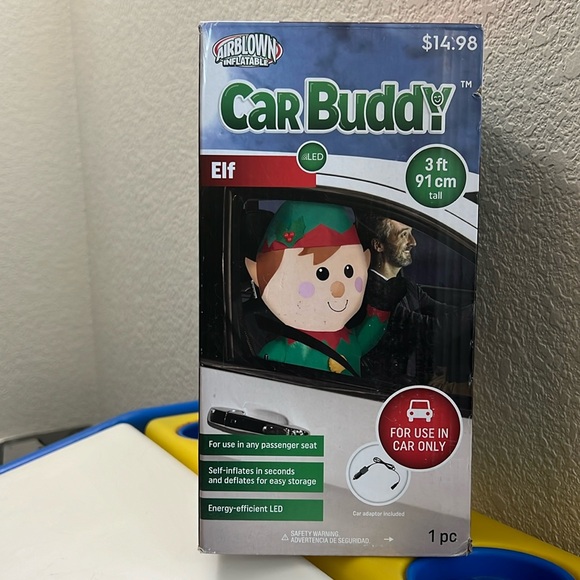 Gemmy - North Pole Elf Car Buddy Airblown 3 ft Inflatable - Picture 1 of 6